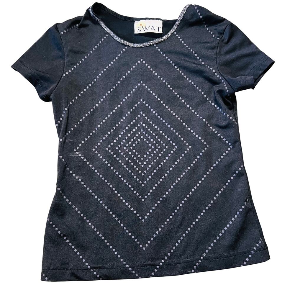 Vintage Y2K 2000's Polka Dotted Black Sequin Baby-T Shirt XS Casual Night Out